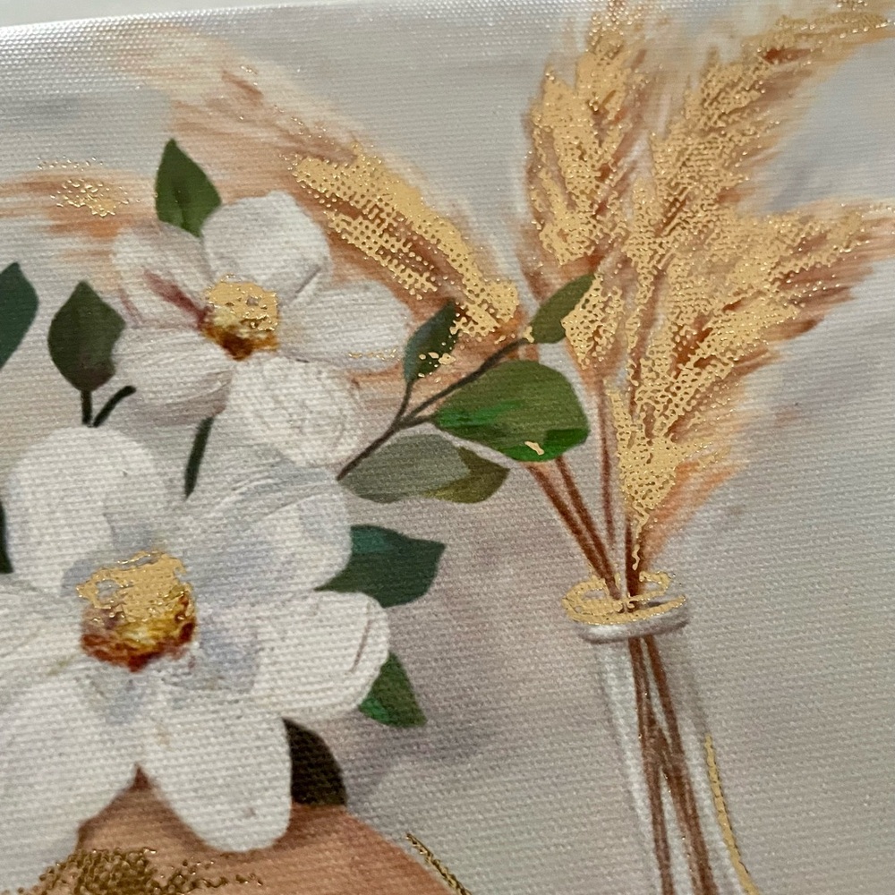 Metallic Gold Daisy & Wheat Canvas Wall Decor - Picture 7 of 8